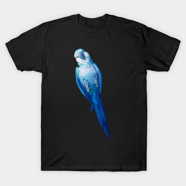 Playful Blue Spix Happy pet macaw parrot T-Shirt by Ink Raven